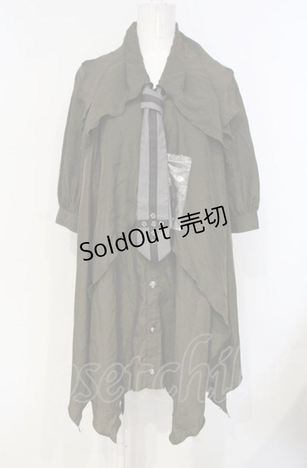 画像1: ALGONQUINS / タイつきオーバーブラウス  カーキグリーン O-25-07-26-027-AL-BL-IG-OS (1)