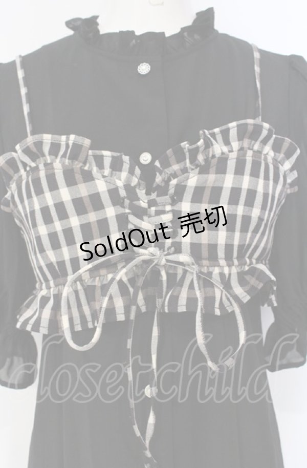 画像2: axes femme POETIQUE / ビスチェ付シャツチュニック  クロ×ブラウン O-25-07-26-029-AX-OP-IG-OS (2)