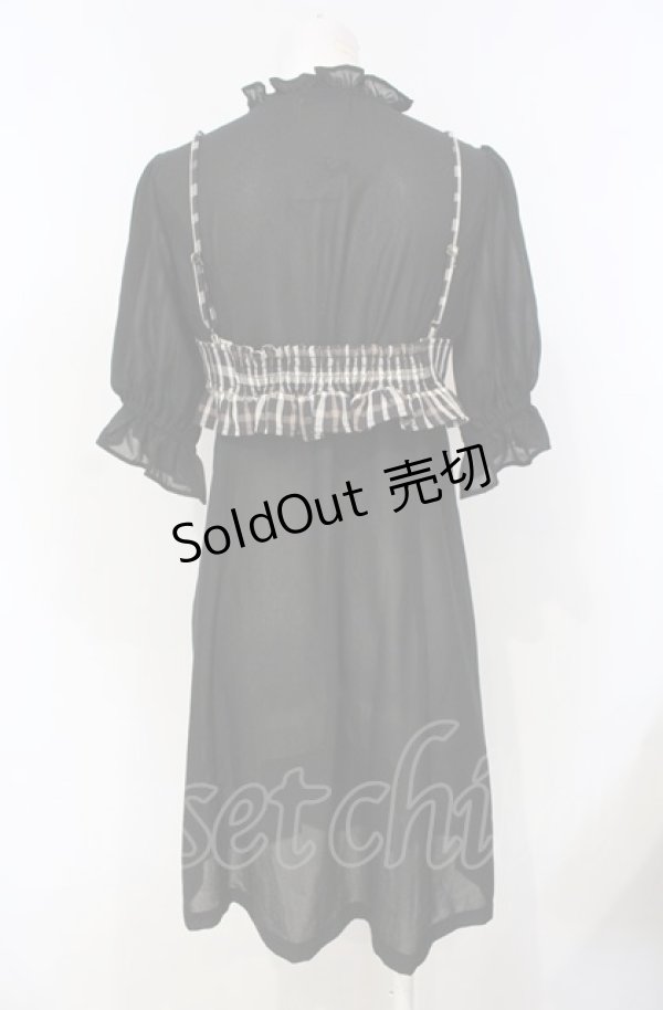 画像3: axes femme POETIQUE / ビスチェ付シャツチュニック  クロ×ブラウン O-25-07-26-029-AX-OP-IG-OS (3)