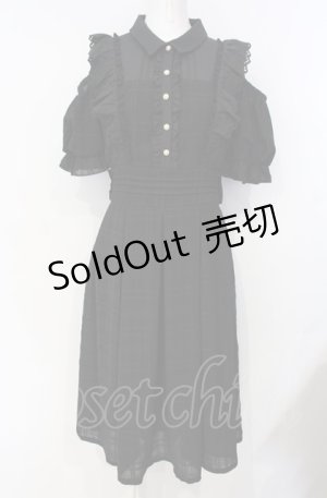 画像: axes femme POETIQUE / オフショル×チェック切替ワンピース  クロ O-25-07-26-040-AX-OP-IG-OS