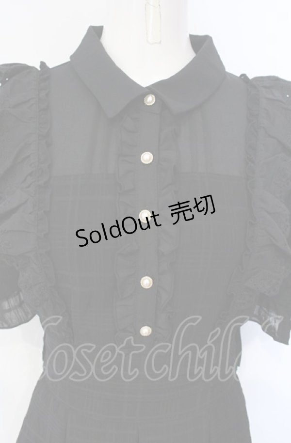 画像2: axes femme POETIQUE / オフショル×チェック切替ワンピース  クロ O-25-07-26-040-AX-OP-IG-OS (2)