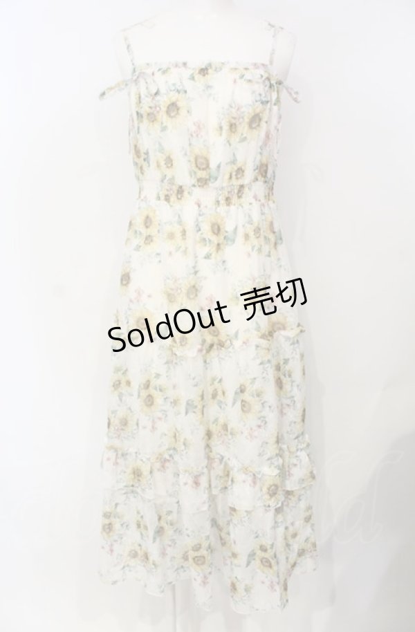 画像1: axes femme / ひまわり柄キャミワンピース  オフ×イエロー O-25-07-26-054-AX-OP-IG-OS (1)