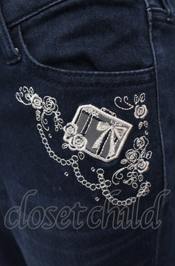 画像2: axes femme / エッフェル塔刺繍デニムパンツ M インディゴ O-25-07-26-057-AX-PA-IG-OS (2)