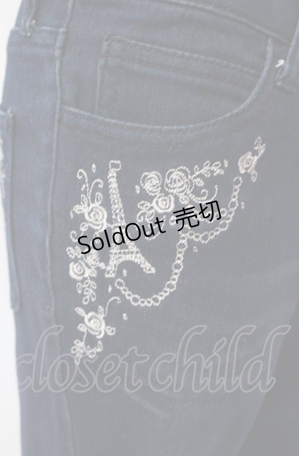 画像3: axes femme / エッフェル塔刺繍デニムパンツ M インディゴ O-25-07-26-057-AX-PA-IG-ZT461 (3)