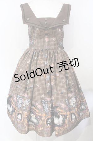 画像: ALICE and the PIRATES / Dual face 〜phantom and truth〜柄ジャンパースカートII  ブラウン O-25-07-26-070-PA-OP-OW-OS