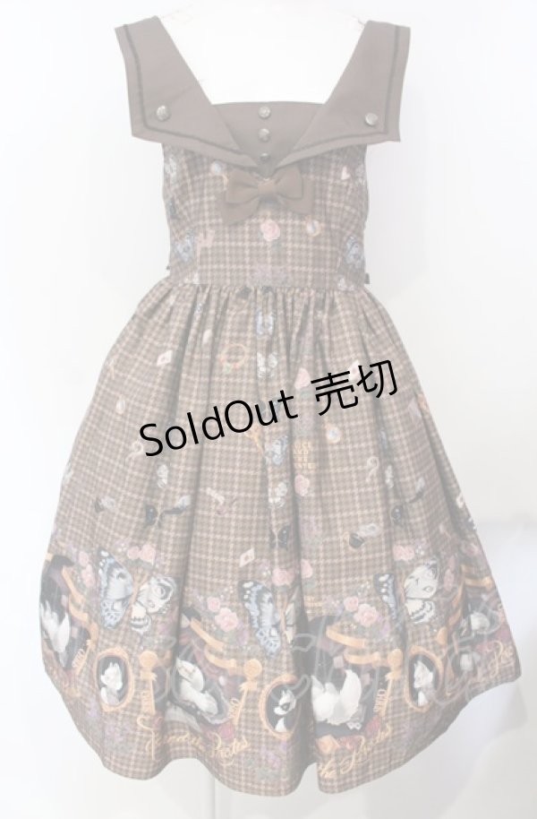 画像1: ALICE and the PIRATES / Dual face 〜phantom and truth〜柄ジャンパースカートII  ブラウン O-25-07-26-070-PA-OP-OW-OS (1)