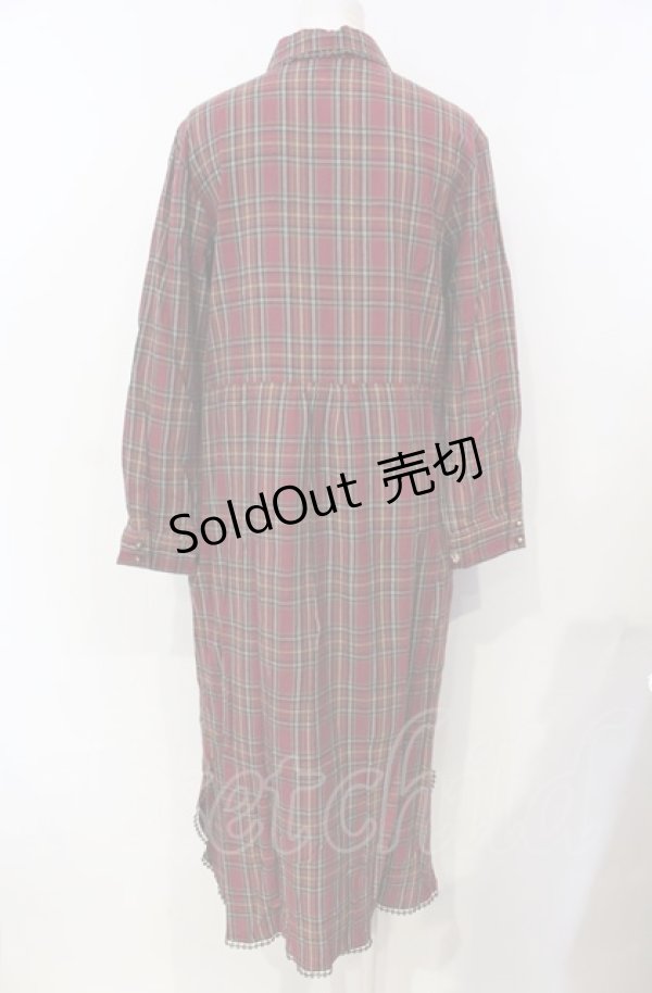 画像3: axes femme / 刺繍入りロングシャツワンピース  ワイン O-25-07-26-071-AX-OP-IG-OS (3)