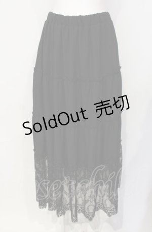 画像: axes femme / 裾レースティアードスカート  クロ O-25-07-26-074-AX-SK-IG-OS
