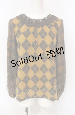 画像: axes femme / アーガイルレース配色起毛カトソー  イエロー O-25-07-26-082-AX-TO-IG-OS