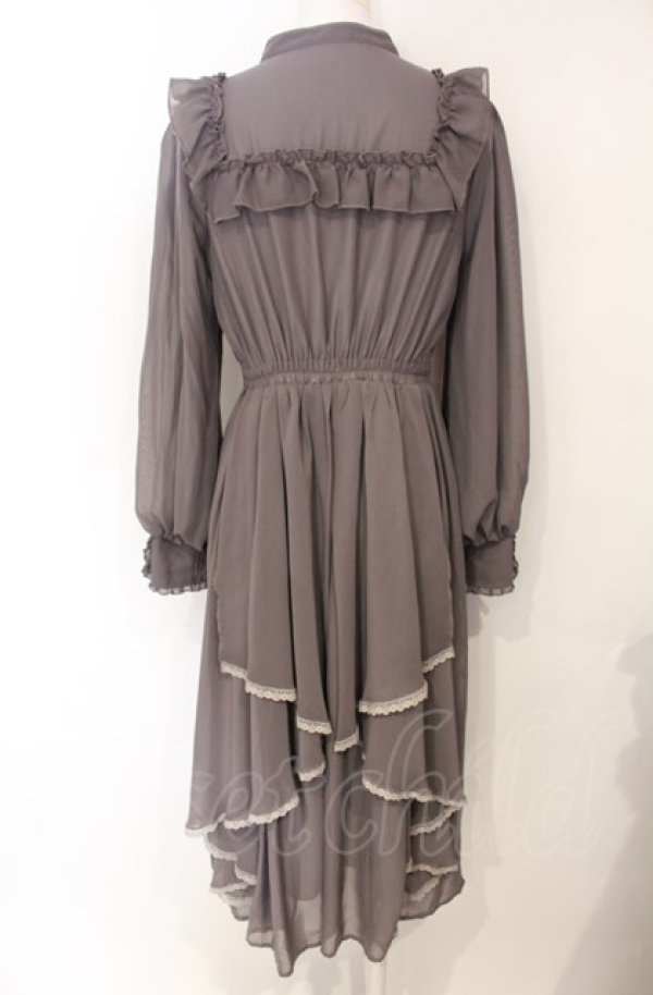 axes femme / ラッフルフリルシフォンワンピース グレー O-25-07