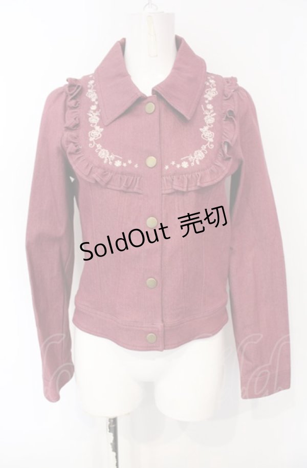 画像1: axes femme POETIQUE / ヨーク刺繍デニムジャケット M 濃ピンク系 O-25-07-26-089-AX-JA-IG-OS (1)