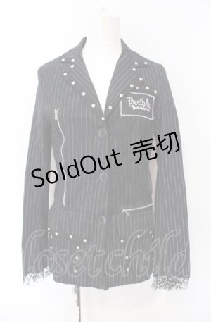 画像: ACDC RAG / 蜘蛛の巣レース＆ピンストライプジャケット  ブラック O-25-07-26-096-PU-JA-IG-OS