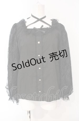 画像: Lovely Tency / 眞白ありすコラボ/レーススリーブブラウス LL クロ O-25-09-03-1007-LO-BL-IG-OS