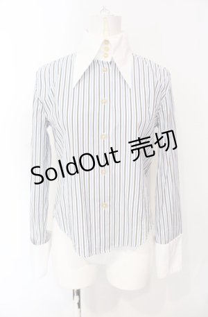 画像: SEXY DYNAMITE LONDON / クラウン刺繍ストライプブラウス  サックス×ホワイト O-25-07-26-107-PU-BL-OW-ZS