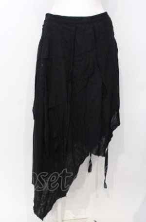 画像: STIGMATA / ガーゼアシメフラップスカート S ブラック O-25-07-26-108-GO-SK-OW-OS