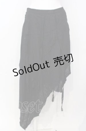 画像: STIGMATA / ガーゼアシメフラップスカート S ブラック O-25-07-26-108-GO-SK-OW-OS