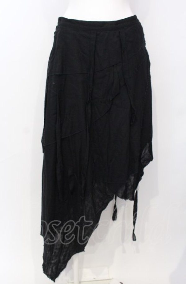 画像1: STIGMATA / ガーゼアシメフラップスカート S ブラック O-25-07-26-108-GO-SK-OW-OS (1)