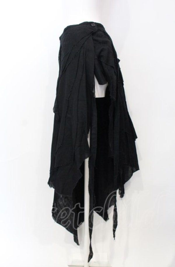 画像2: STIGMATA / ガーゼアシメフラップスカート S ブラック O-25-07-26-108-GO-SK-OW-OS (2)