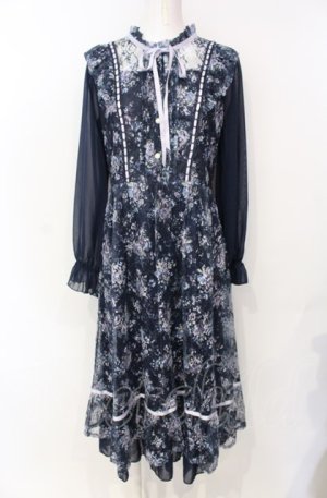 画像: axes femme / フローラルレースワンピース M ネイビー O-25-07-26-117-AX-OP-OW-OS