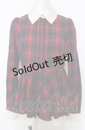 画像: an another angelus / クレリック衿チェックペプラムシャツ F ワイン O-25-07-27-005-CA-TO-OW-ZT159