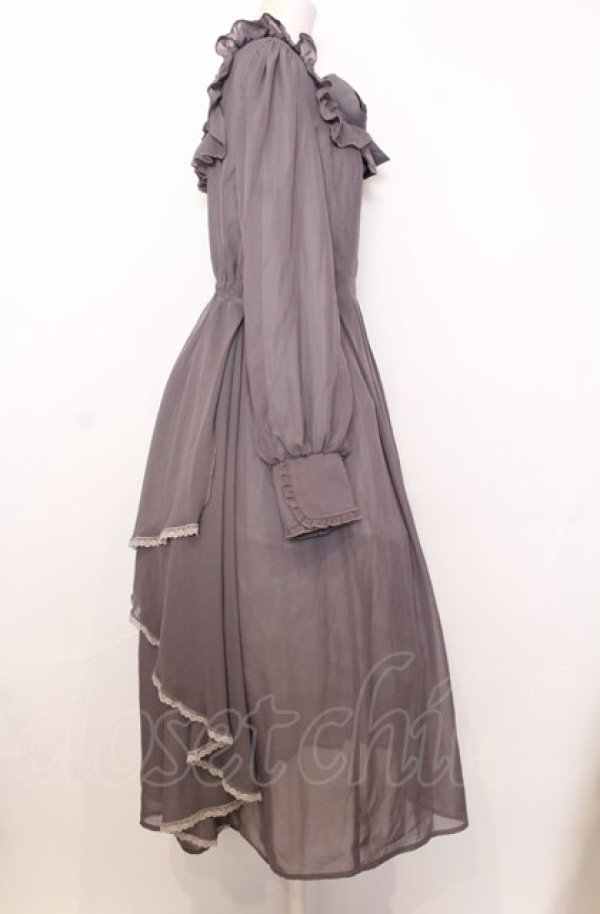 画像3: axes femme / ラッフルフリルシフォンワンピース L グレー O-25-07-27-036-AX-OP-OW-ZT101 (3)