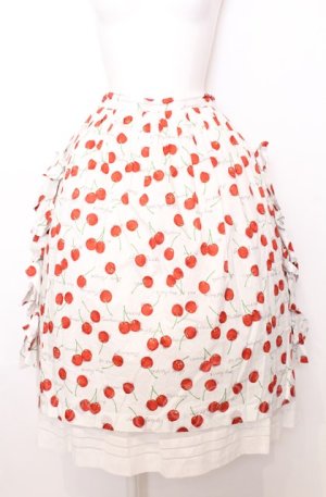 画像: Jane Marple / Skipping cherries side ribbon skirt M シロ×アカ O-25-07-27-042-JM-SK-OW-OS