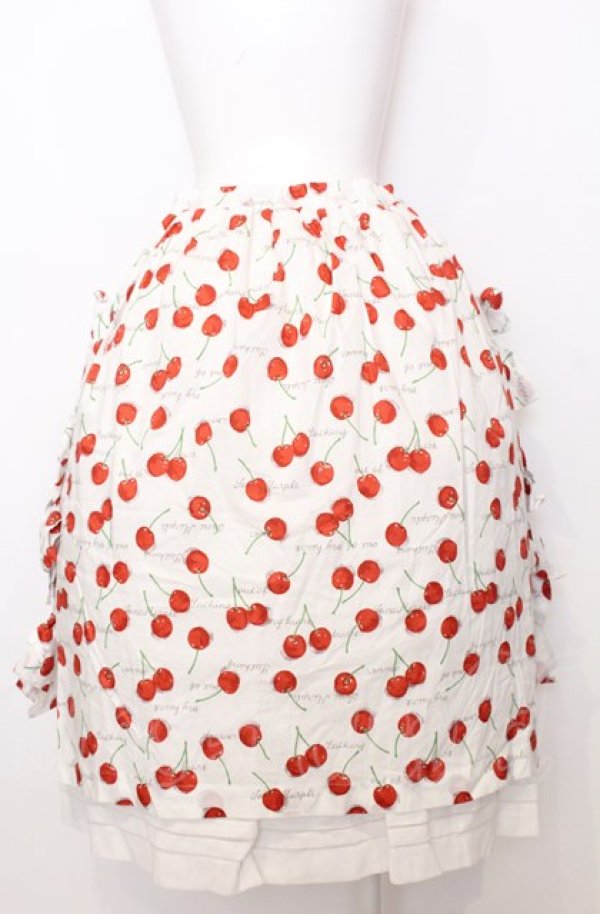 画像4: Jane Marple / Skipping cherries side ribbon skirt M シロ×アカ O-25-07-27-042-JM-SK-OW-OS (4)