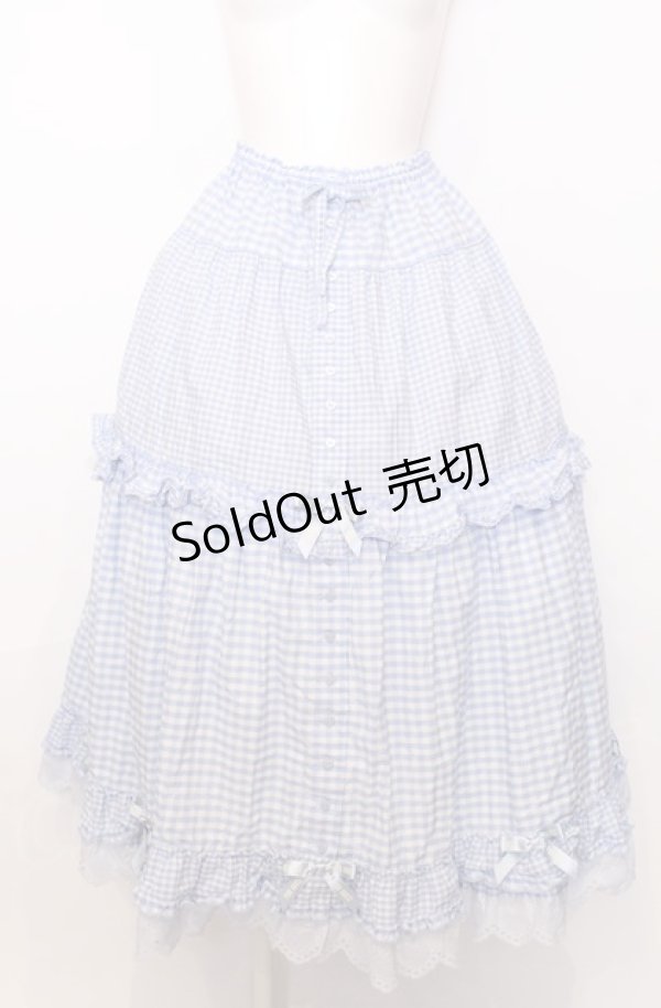 画像1: PINK HOUSE / ×misako aoki ギンガムチェックスカート  サックス O-25-07-27-049-LO-SK-OW-OS (1)