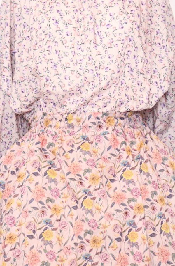 画像2: Jane Marple Dans Le Salon / Raining Rosebuds Gouacheレイヤードワンピース M ピンク O-25-07-27-051-JM-OP-OW-ZT464 (2)