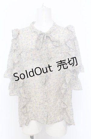 画像: axes femme / 小花柄シフォンブラウス F ブルー系 O-25-07-27-007-AX-BL-OW-ZT506