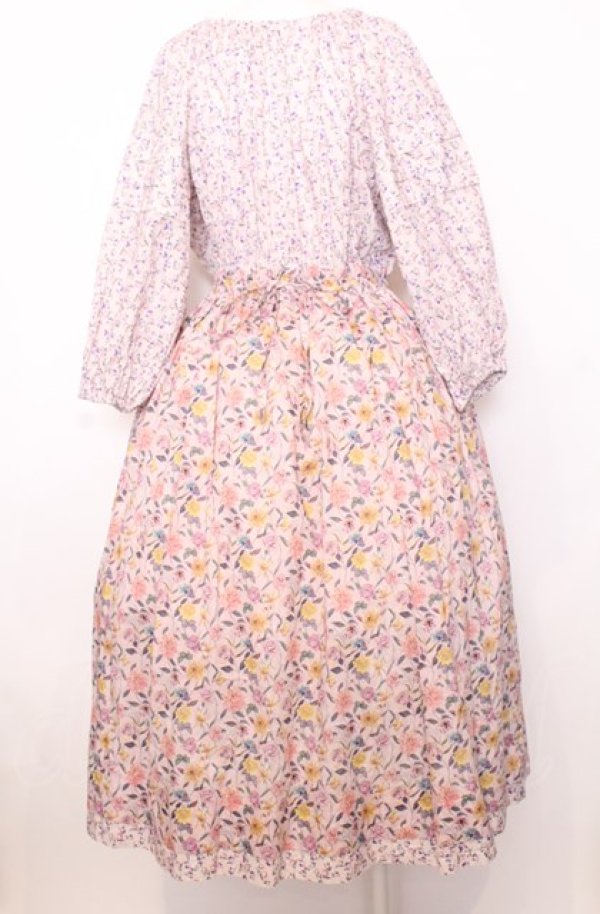 画像3: Jane Marple Dans Le Salon / Raining Rosebuds Gouacheレイヤードワンピース M ピンク O-25-07-27-051-JM-OP-OW-ZT464 (3)