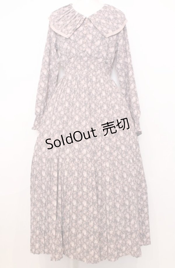 画像1: an another angelus / プリーツビッグカラー花柄ワンピース  ピンク系 O-25-07-27-053-CA-OP-OW-ZT040 (1)