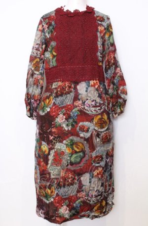 画像: Jane Marple Dans Le Salon / Art in bloomのレースヨークdayドレス M ワイン O-25-07-27-057-JM-OP-OW-OS