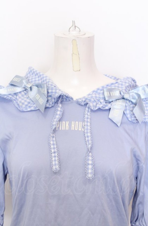 画像2: PINK HOUSE / ×misako aoki　ギンガムフードプルオーバー  サックス O-25-07-27-009-LO-TO-OW-ZI (2)