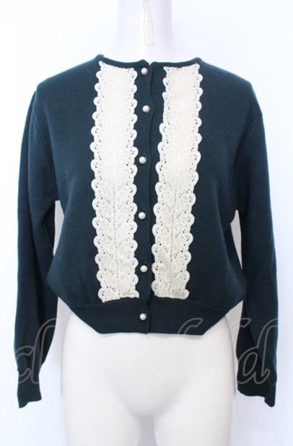 画像1: an another angelus / フロントレース使いニットカーディガン F グリーン O-25-07-27-011-CA-TO-OW-ZT026 (1)