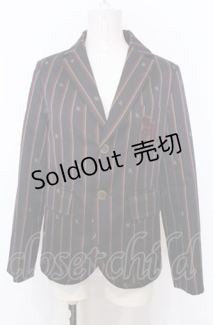 画像: Jane Marple / Regimental stripe blazer jacket M ワイン× O-25-07-27-015-JM-JA-OW-OS