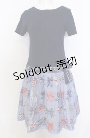 画像: Jane Marple / The 30th Ribbonのトロンプルイユワンピース M ネイビー×ブルーグレイ O-25-07-27-019-JM-OP-OW-OS