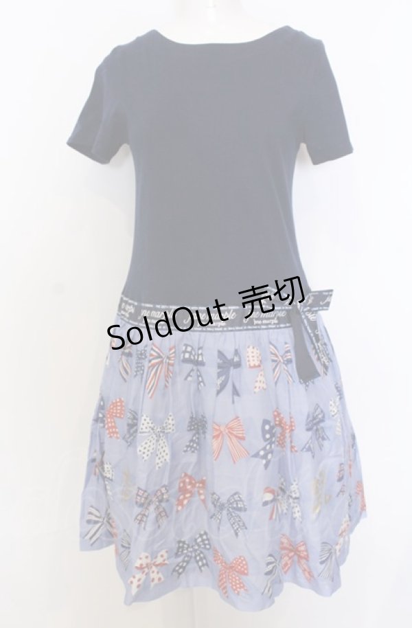画像1: Jane Marple / The 30th Ribbonのトロンプルイユワンピース M ネイビー×ブルーグレイ O-25-07-27-019-JM-OP-OW-OS (1)