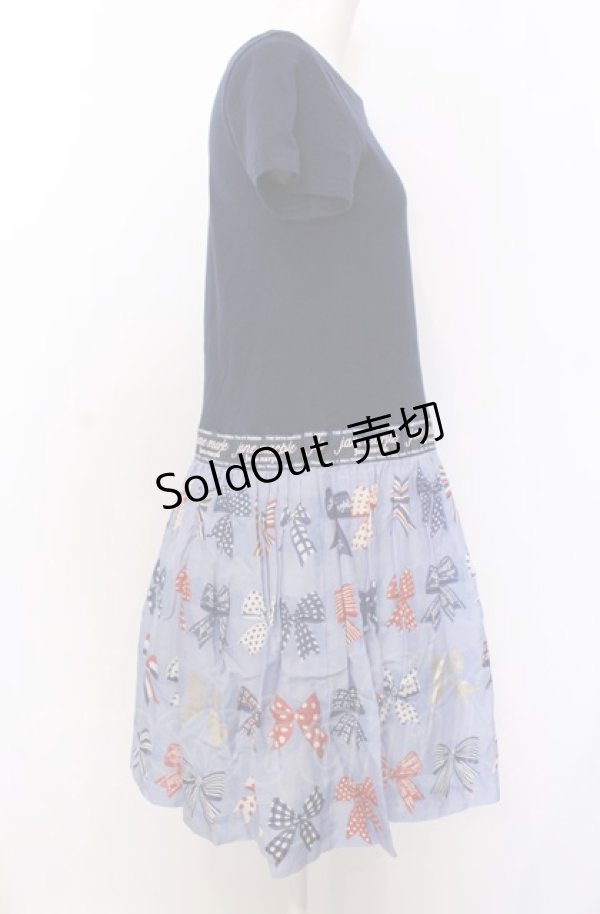 Jane Marple ファルファッレリボンカラーのストライプワンピース Jane Marple ファルファッレリボンカラーのストライプワンピース