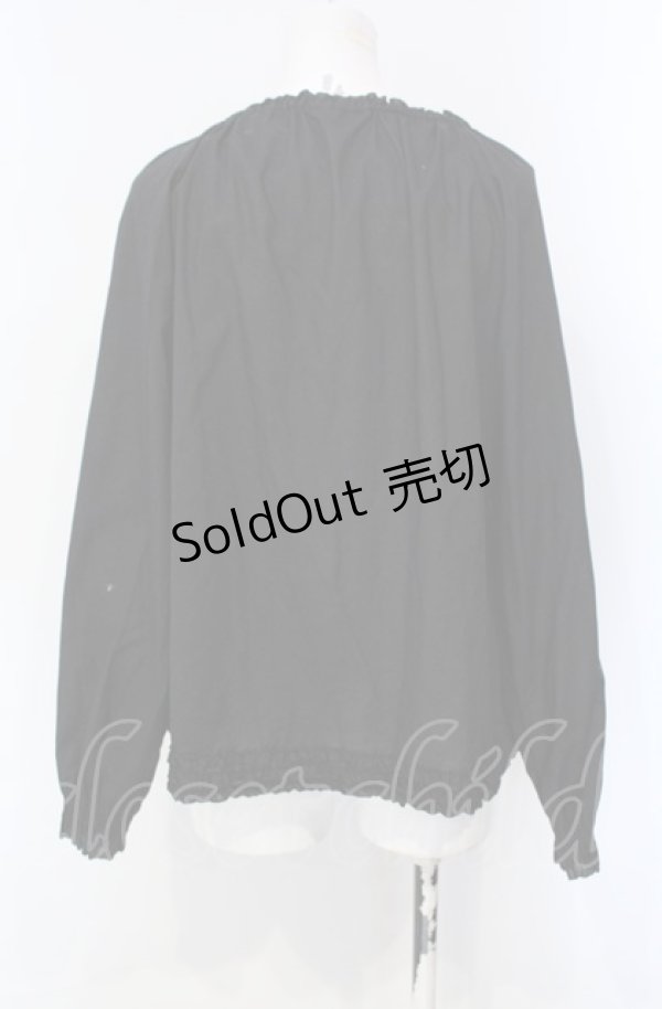 画像3: PINK HOUSE / ピコフリルボーダースクエアネックブラウス  クロ O-25-07-28-035-LO-OP-IG-ZI (3)