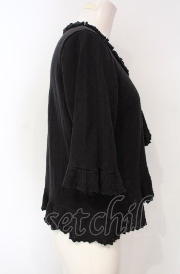 画像2: PINK HOUSE / ローズモチーフ半袖ボレロ  クロ O-25-07-28-039-LO-TO-IG-ZI (2)