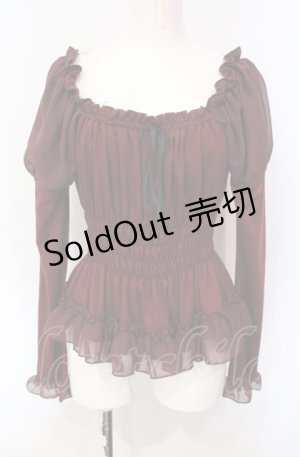 画像: Sheglit / ゴムシャーリングカットソー  ワイン O-25-07-28-045-EL-TO-IG-OS