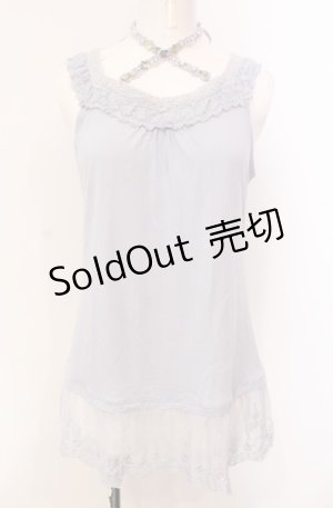 画像: axes femme / 裾レースホルター付きタンクトップ M サックス O-25-07-28-052-AX-TO-OW-OS