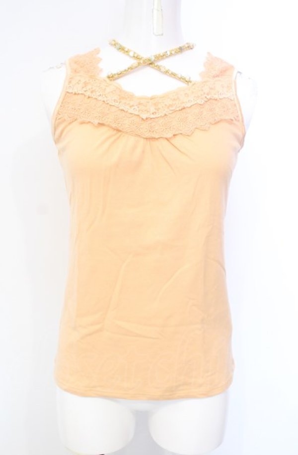 画像1: axes femme / ビジューホルター付きタンクトップ M オレンジ O-25-07-28-057-AX-TO-OW-ZT509 (1)