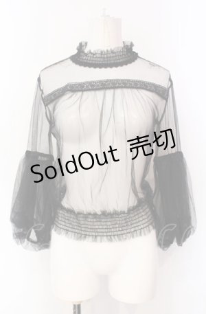 画像: axes femme POETIQUE / パフ袖チュールブラウス  クロ O-25-07-28-060-AX-TO-OW-OS