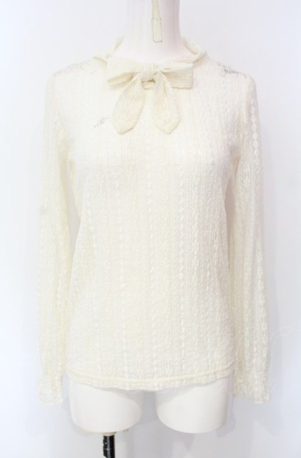 画像1: F&A / 総レースボウタイトップス  アイボリー O-25-07-28-066-LO-TO-IG-ZT133 (1)