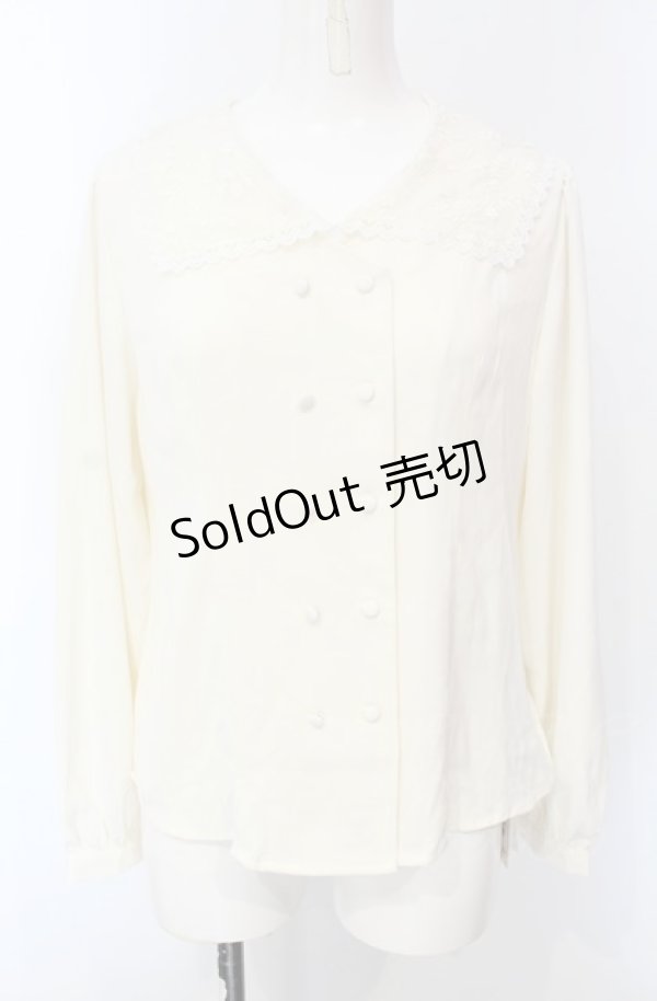 画像1: FA（Fi.n.t） / レース衿ダブル釦ブラウス  アイボリー O-25-07-28-073-LO-BL-IG-ZT027 (1)