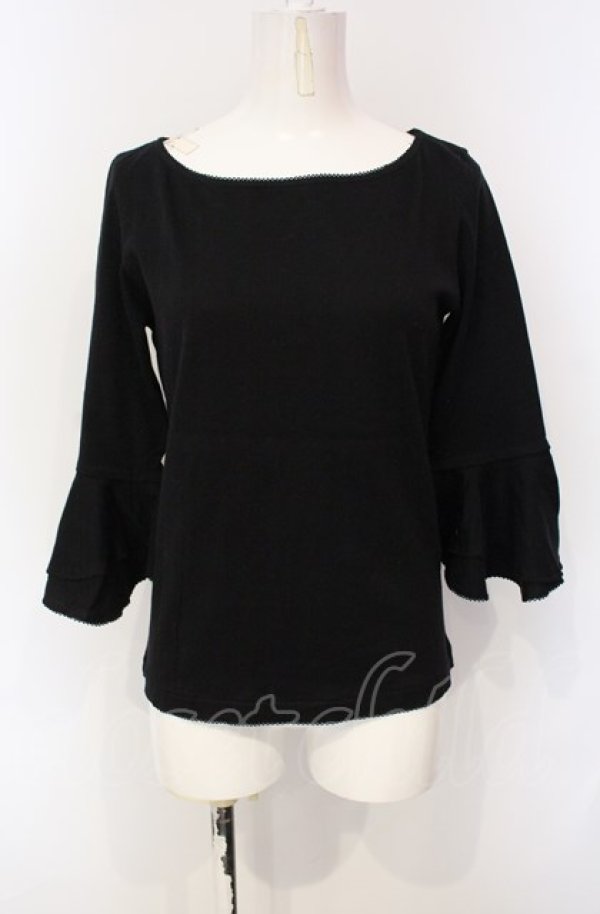 画像1: PINK HOUSE / フレアスリーブカットソー  クロ O-25-07-28-079-LO-TO-IG-ZI (1)