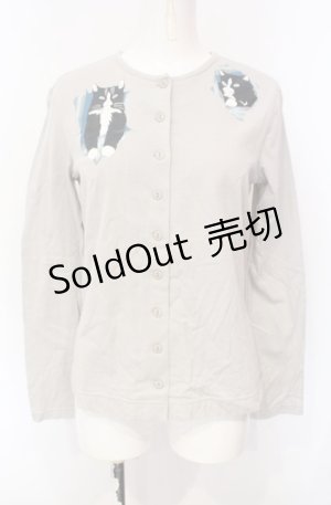 画像: powder / 猫プリントカットカーディガン  グレー O-25-07-28-086-LO-TO-IG-OS