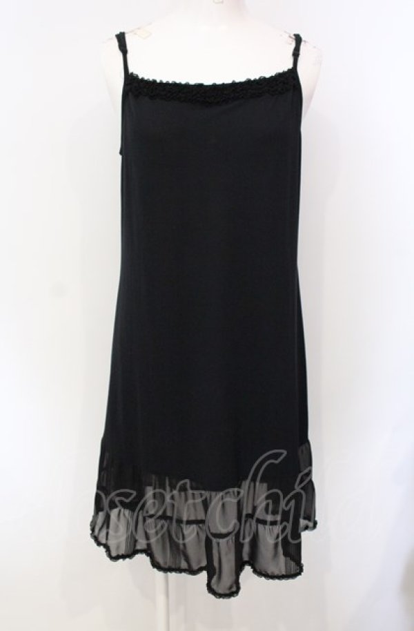 画像1: INGEBORG / 裾シフォンロングキャミソール 11号 クロ O-25-07-28-088-LO-TO-OW-ZI (1)